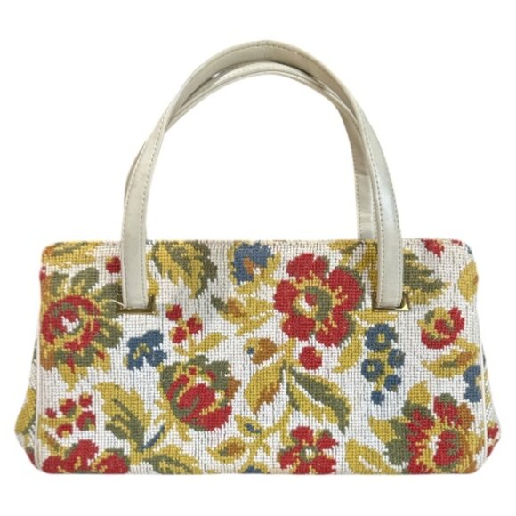 Fashions by Margolin Handbags - Vintage 60's Fashions by Margolin Carpet Tapestry Handbag Floral Multi-Colored